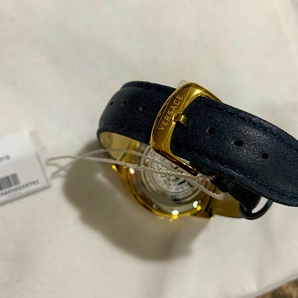 🔥Versace Luxury! Real Gold Plated Chronograph Leather Strap Watch - Picture 5 of 10